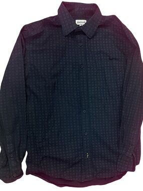 Haggar men’s black micro-patterned long sleeve button down shirt - size m
